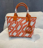 H Steeple Bag In Canvas & Calfskin Leather - Saadstore