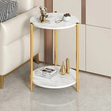 2 - Tier Coffee End Table with Gold Steel Frame - Saadstore