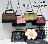 CH Suede Calfskin Two - Tone leather Bag 35cm - Saadstore