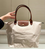 Longchamp Large Tote Bag In Canvas Leather - Saadstore