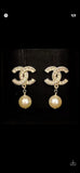 CH - CC Crystal Faux Pearl Drop Earrings - Saadstore
