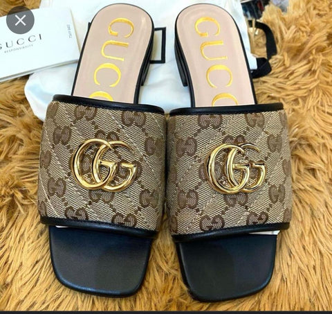 G.G Logo Canvas Sandals For Women - Saadstore