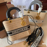 C.D Lady Wicker Oblique Jacquard Handbag - Saadstore