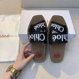 CHL Canvas Logo Ribbon Flat Sandals - Saadstore