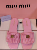 Matelesse Slide Sandals In Nappa Leather By Miu Miu - Saadstore