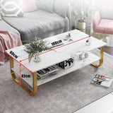Simple Modern Coffee Table for Living Room - Light Luxury and Creative Square Design in Marble White (SIZE 100*60*42) - Saadstore
