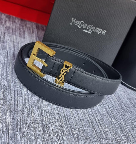 Logo Leather Belt By YSL - Saadstore