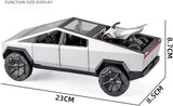 Tesla Cybertruck Pickup With Motorcycle Alloy Car Model Diecast Toy Vehicle Sound and Light Simitation Cars Model Toys Gift - Saadstore