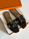 H Crocodile Leather Ladies Sandals - Saadstore