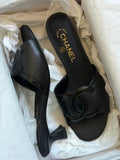 CH CC Logo Lambskin Leather Semi Heels - Saadstore