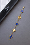 5 Motif Bracelet Agate Blue With Gold By VCA - Saadstore