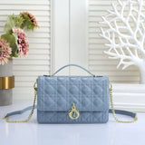 CD Dioramour Top Handle Shiny Leather Bag 24cm - Saadstore