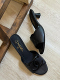 CH CC Logo Lambskin Leather Semi Heels - Saadstore
