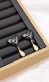 CH - CC Heart Pearl Drop Earrings - Saadstore
