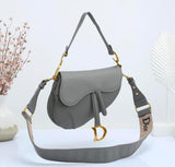 CD Calfskin Leather Saddle Bag With Strap 25cm - Saadstore