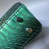 Lady Dior Black Python Silver Diamond Hardware Mini Chain Bag - Saadstore