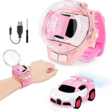 Watch Remote Control Car Toy, 2023 Mini Cartoon RC Car Analog Watch, 2.4G Long Distance Infrared Remote Control Sensing Model Car Toys, Racing Car Watch - Saadstore
