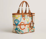 H Steeple Bag In Canvas & Calfskin Leather - Saadstore