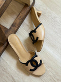 CH CC Logo Lambskin Leather Semi Heels - Saadstore