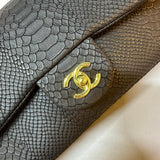 CH Quilted Python Leather Flap Bag 26cm - Saadstore