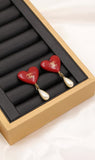 CH - CC Heart Pearl Drop Earrings - Saadstore