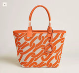 H Steeple Bag In Canvas & Calfskin Leather - Saadstore