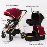 3 - in - 1 Baby Stroller with Carrycot, Car Seat & Reclining, Lightweight Travel Stroller, Foldable Baby Stroller, baby stroller 0 - 3 years - Saadstore