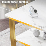 Simple Modern Coffee Table for Living Room - Light Luxury and Creative Square Design in Marble White (SIZE 100*60*42) - Saadstore