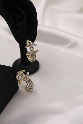 CH - CC Logo Crystal Earrings - Saadstore