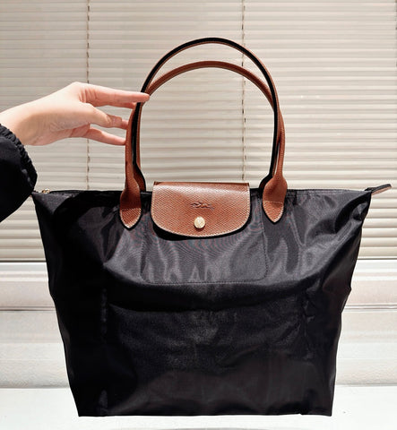 Longchamp Large Tote Bag In Canvas Leather - Saadstore