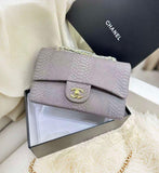 CH Quilted Python Leather Flap Bag 26cm - Saadstore