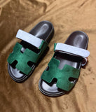 H Suede Leather Sandals - Saadstore