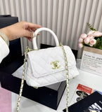 CH Coco Top Handle Small Caviar Leather Bag - Saadstore