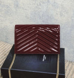 Patent Leather CASSANDRE Envelope Chain Wallet By YSL - Saadstore