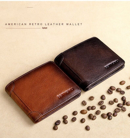 Men's RFID Genuine Leather Durable Vintage Wallet - Saadstore