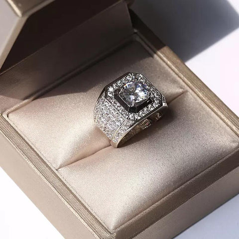 Cubic zirconia men's ring - Saadstore