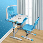 Kids Learning Table and Chair Set Height Adjustable Study Desk with Tilt Desktop With Metal Hook and Storage Drawer