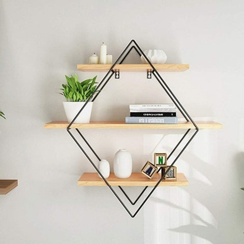 Iron Wooden Wall Mounted Book Storage Rack - Saadstore