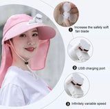 Summer Detachable Outdoor Anti-sun Brim Hat With Fan