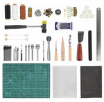 61 pcs Leather Craft Tools Punch Kit Stitching Working Stitching Groover Sewing Set - Saadstore