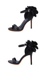 American-style Big Flower  Black High Heels Sandals