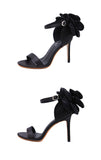 American-style Big Flower  Black High Heels Sandals