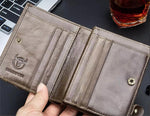 BULLCAPTAIN Men's Wallet Zipper Wallet - Saadstore