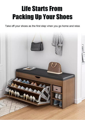 Large Capacity Shoes Cabinet with stool - Saadstore