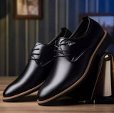 Lace Up Flats Casual Leather Business Dress Formal Shoes - Saadstore