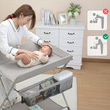 Portable Baby Changing Table with Wheels - Foldable Changing Table Dresser Changing Station for Infant - Waterproof Diaper Changing Table Pad Topper - Saadstore
