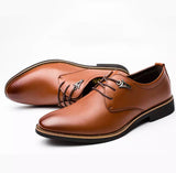 Lace Up Flats Casual Leather Business Dress Formal Shoes - Saadstore