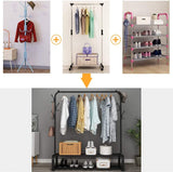 Clothing Rack with Top Rod, Lower Storage - Saadstore