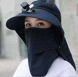 Summer Detachable Outdoor Anti - sun Brim Hat With Fan - Saadstore