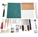 61 pcs Leather Craft Tools Punch Kit Stitching Working Stitching Groover Sewing Set - Saadstore